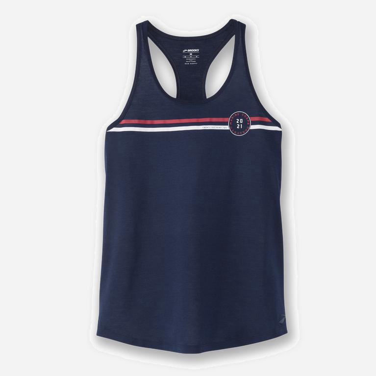 Brooks Mcm21 Distance Graphic Women's Running Tank Top UK Clearance - Navy (CTKML1362)